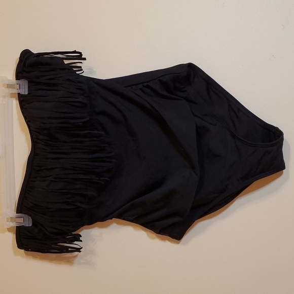 Swimsuits for All  black fringe one piece swimsuit size 12 NWOT - Picture 1 of 12